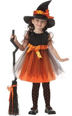 F68032 Girls Orange Charmed Witch Costume
